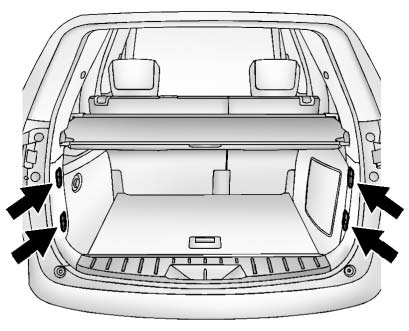 Chevrolet Equinox: Additional Storage Features. The vehicle may be equipped with four cargo tie-downs located in the rear compartment.