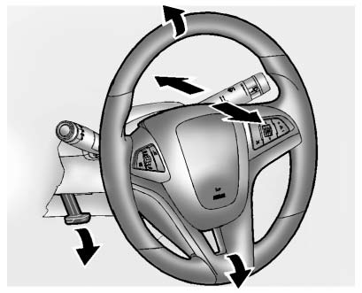 Chevrolet Equinox: Instruments andControls. To adjust the steering wheel: