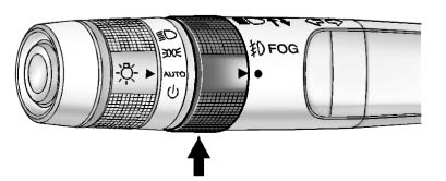 Chevrolet Equinox: Lighting. For vehicles with fog lamps, the control is located on the turn signal lever.