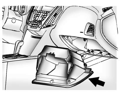 Chevrolet Equinox: Maintenance. 2. Push the stop tab upwards until the stop tab is under the instrument panel